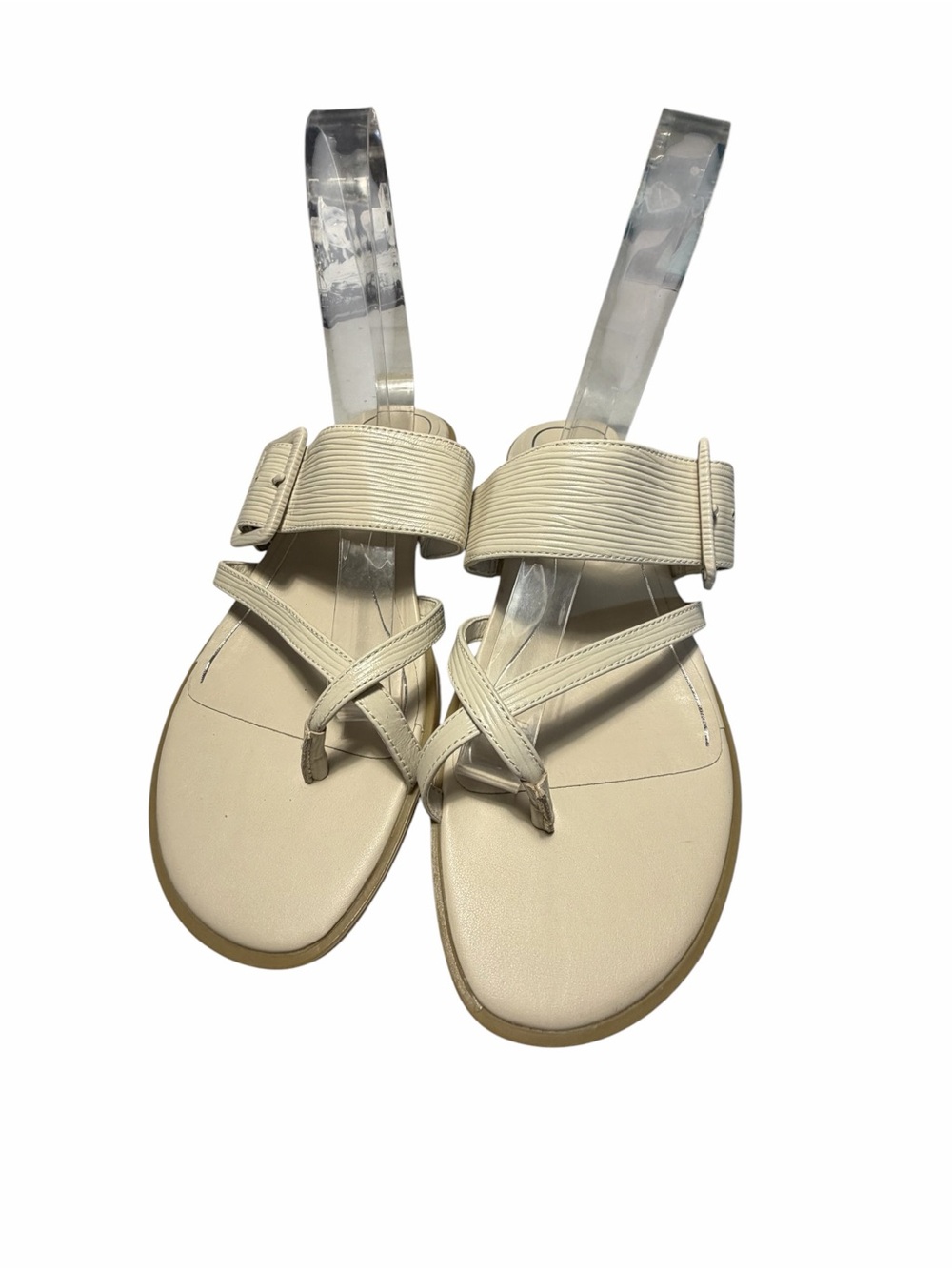 VIONIC Julep Cream Leather Strap Sandals Casual Toe Loop Style Sz 8 - Picture 2 of 12